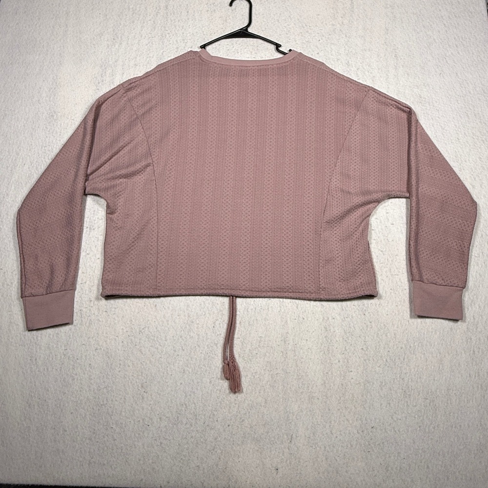 Ebb & Flow Womens Mauve Pink Textured Cable Knit Drawstring Top 7429M Size L